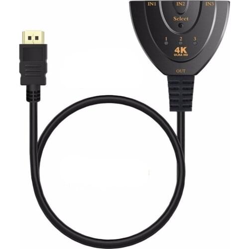 4K*2K 3D Mini 3 Port Switch 1.4b 4K Switcher Splitter Out Hub 1080P 3 in 1 for DVD HDTV Xbox PS3 /4 Bundle 1