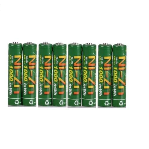 8 Pcs/lot 1.6v nizn aaa 1000mWh rechargeable battery 1.5v rechargeable battery