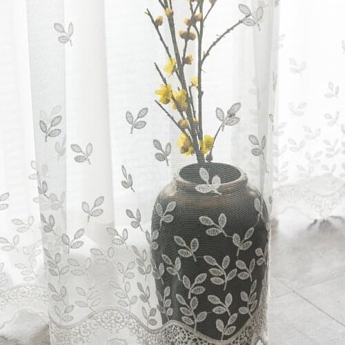 White Floral Embroidered Tulle Curtain For Living Room Delicate Elegant Clover Translucent Organza Fabric Balcony Tende M242C
