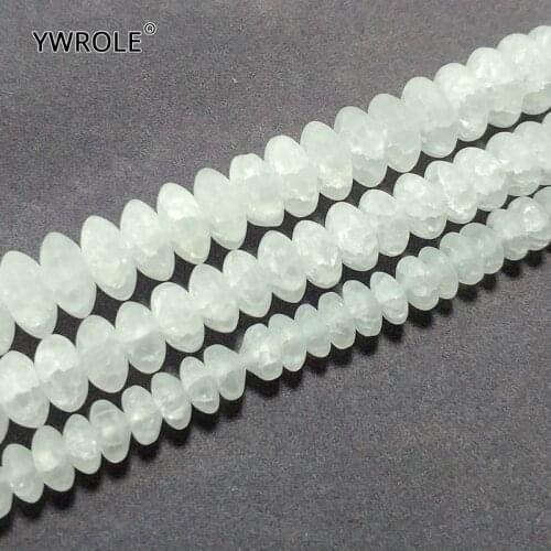 Strand 15'' Natural Dull Polish Wheel Shape Snow Cracked Crystal Stone Loose Beads For Jewelry Making DIY Bracelet Necklace
