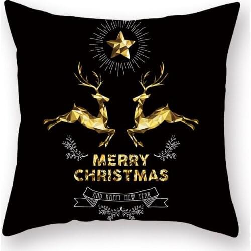 45x45cm Christmas Throw Pillow Case Golden Elk Printing Pillowcase Living Room Sofa Office Cushion Cover Dropshipping AT156