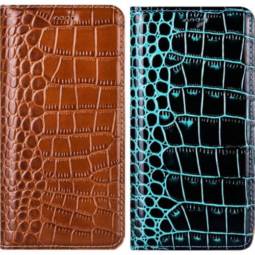 Crocodile Genuine Leather Flip Phone Case For OPPO Reno F17 Pro 4 Lite SE A53 A73 A93 Realme 7 X7 Pro 7i C17 5G Cover Case Coque