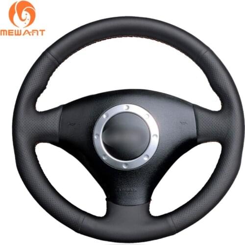 Black Artificial Leather Car Steering Wheel Cover for Audi A2 8Z A3 8L Sportback A4 B6 Avant A6 C5 A8 D2 TT 8N S3 S4 RS 4 RS 6