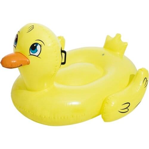 53inch Kids Inflatable Children Duck Rider With Handles Swimming Pool Float Water Fun Ride-on Toys Beach Game