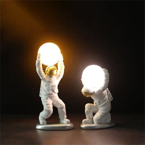 Kids Indoor Decoration Astronaut Night Light Children Dream 3D Print Astronaut Moon Lamp USB Rechargeable LED Resin Night Lamps