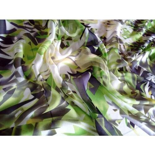 Designer New 100% mulberry silk chiffon fabric green flowers prints shirt clothes dress decoration scarf 8mm japan tissu
