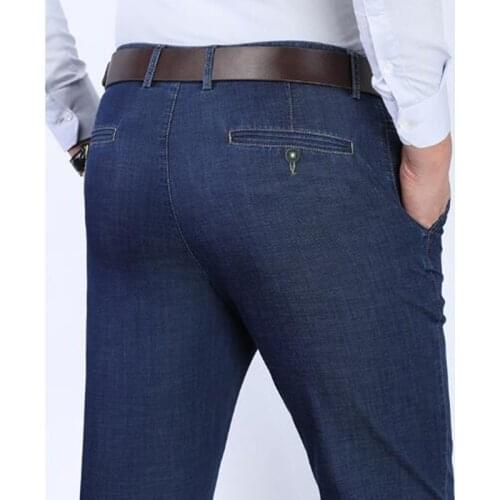 Men jeans High Quality Cotton Trousers Mid Straight Regular Full length Large Big size 29-40 Jeans Pants