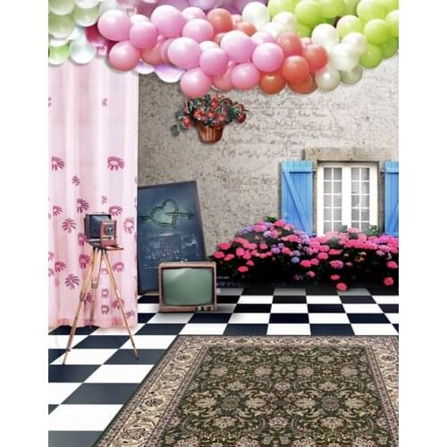 5x7ft Room Carpet Flowers Camero Balloon Photography Backdrops Photo Props Studio Background