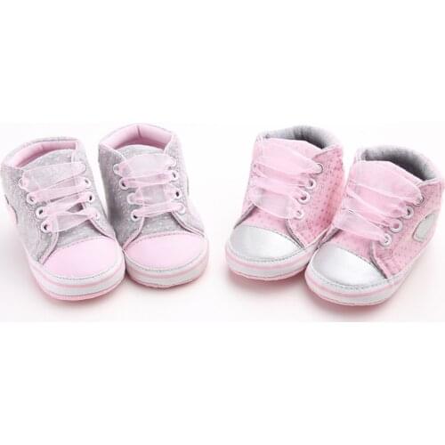 Toddler Newborn Baby First Walkers Baby Girl Canvas Shoe Heart Shape Shoes Sneaker Anti-slip Soft Sole Toddler Shoes