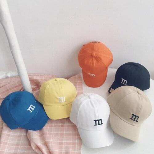 KENSHELLEY New Childrens Embroidered Letter M Candy Color Cute Boys And Girls Baby Visor Sun Hat Baseball Cap