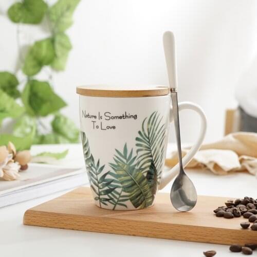 400ml ceramic monstera leaf coffee tea mugs tropical plant porcelain mugs cups plates for office and tableware custom logo