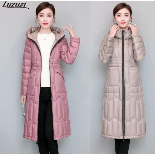 Luzuzi 2021 Winter Down Coat 90% White Duck Down Jacket Women Slim Warm Double Sided Coat Female Ultralight Windproof Parkas