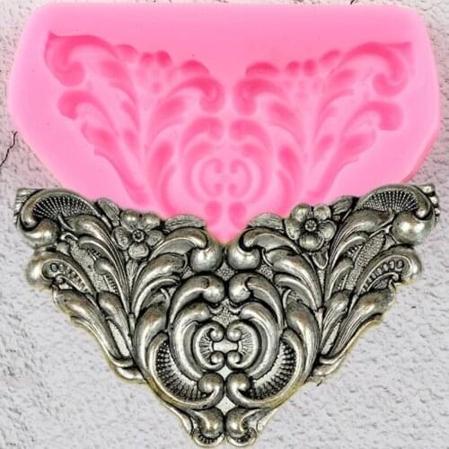 Flower Medallion Silicone Mold Scroll Relief Frame Border Fondant Cake Decorating Tools Chocolate Candy Jewelry Clay Resin Mould