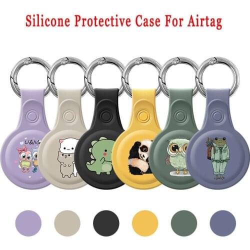 Cute Animal Dinosaur Owl Soft Silicone Protective Case For Airtags Cover Hangable Keychain Locator Tracker Cases For Airtag Case