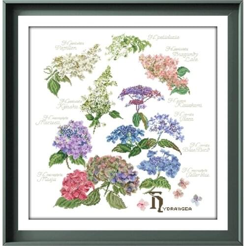 Hidrangea cross stitch kits Dreampattern embroidery needlework sets 18ct 14ct 11ct unprint cloth DIY handmade