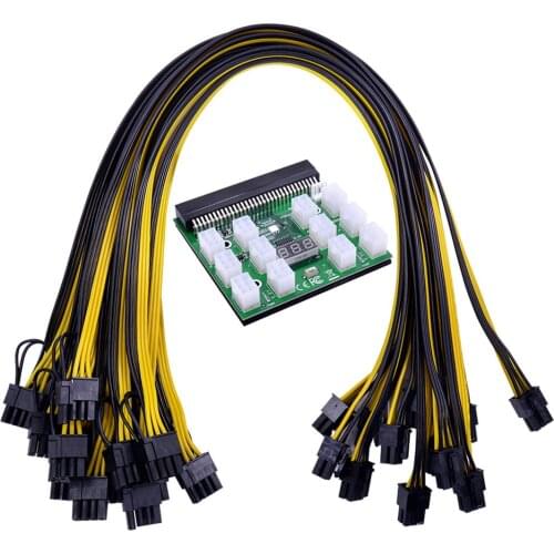 Chipal Power Module Board Kits With 12Pcs 6Pin To 6 + 2 8Pin Power Cable For 1200W 750W PSU GPU Mining Ethereum