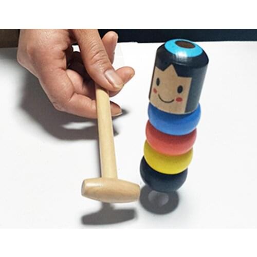 Immovable Tumbler Magic Stubborn Wood Man Toy Funny Unbreakable Toy Magic Tricks Close-up Stage Magic Tricks Toys Magic Gifts