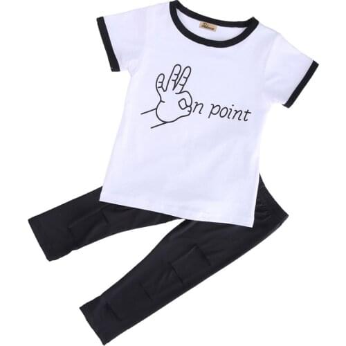 New 2-7 Years Kids 2PCS Tops + Ripped Pants kid Trousers 2pcs Set Cute Baby Girls Summer Clothes Sets Girl Outfits
