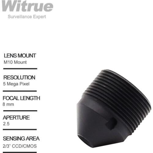 Witrue Pinhole Lens M10 Mount 5 Megapixel 8mm 2/3" F2.5 for Mini Camera CCTV Security Cameras