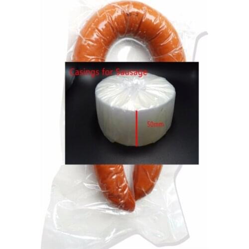 9 Meters Food Grade Casings for Sausage Salami Wide50mm Shell for Sausage Maker Machine Hot Dog Plastic Casing Inedible Casings