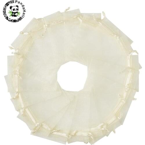 Pandahall 50 pcs Organza Bags with Ribbons for Jewelry Packaging Display Drawable Bags Gift Pouches Beading Supplies 9x7cm