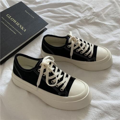 Harajuku Style Thick-soled Canvas Shoes Autumn 2021 New Wild Japanese Platform Retro Big Toe Shoes Women