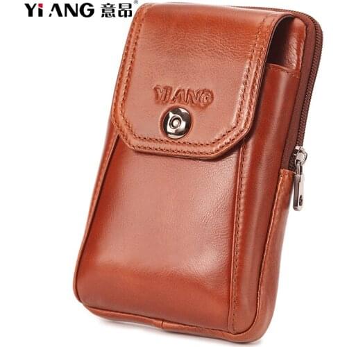 High Quality Genuine Leather Belt Hip Fanny Pack Purse Cover Skin Bum Pouch Casual Mens Cell Phone Case Cigarette Waist Bag