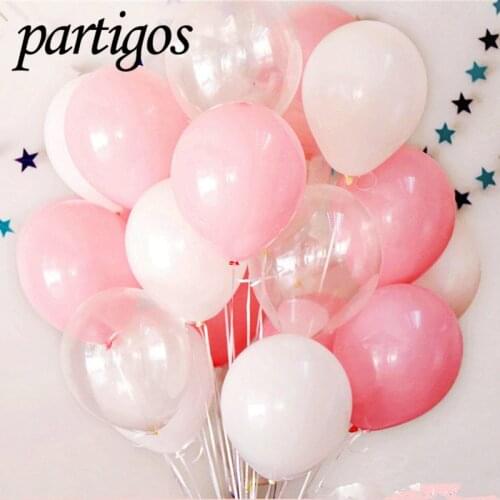 12pcs 10inch White Pink Transparent Balloons Latex balloon Birthday Party Supplies Baby Shower Wedding Decoration Balloons