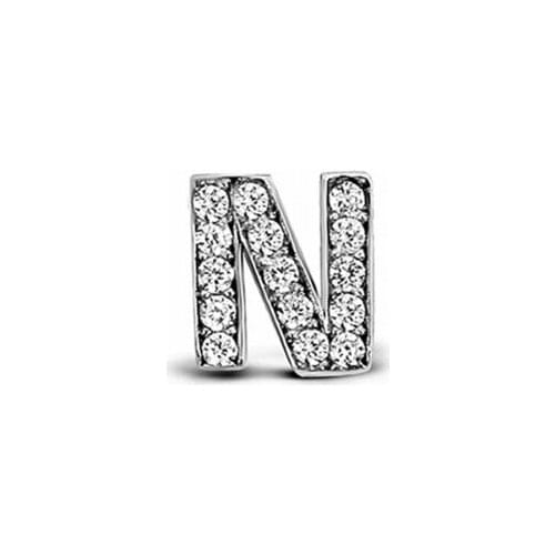 Argentum Concept- N Letter Studded Silver Single Earrings-K078101