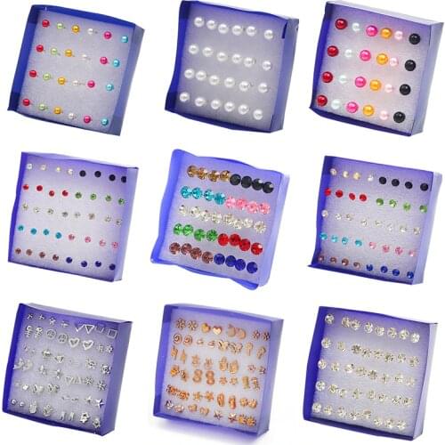 Fashion Hot Selling 12/20/24 Pair/ Set Colorful Unisex Mix Styles Stud Earrings Women Men Plastic Plated Stud Earrings Jewelry
