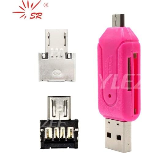 SR 2in1 USB OTG Card Reader+Micro USB to USB OTG Adapter Converner for Android Cellphone Tablet Laptop TFSD Reader 2 PCS/1 Lot