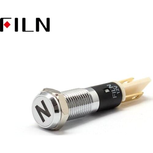 FILN 8mm Car dashboard Neutral mark led red yellow white blue green 12v led indicator light with Solder foot