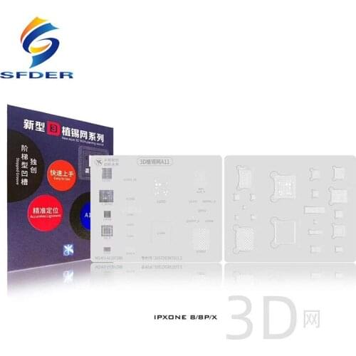 MJ 3D BGA Reballing Stencil For IPhone 6-12 Pro Max for A8 A9 A10 A11 A12 A13 A14 3D BGA Planting Stencil Template Mesh