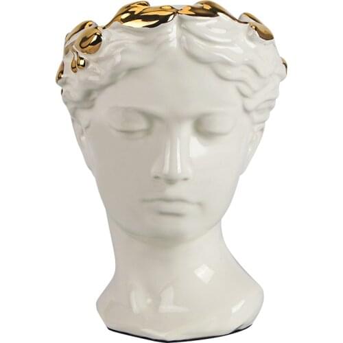 Venus Goddess Plating Flower Vase Sculpture Ceramic Vase Roman Mythology Aphrodite Art Portrait Vase Home Decoration R1948