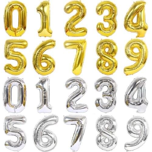 Golden Silver 32inch Number Aluminum Foil Balloons Birthday Baby Shower New Year Graduation Anniversary Retirement Party Decors