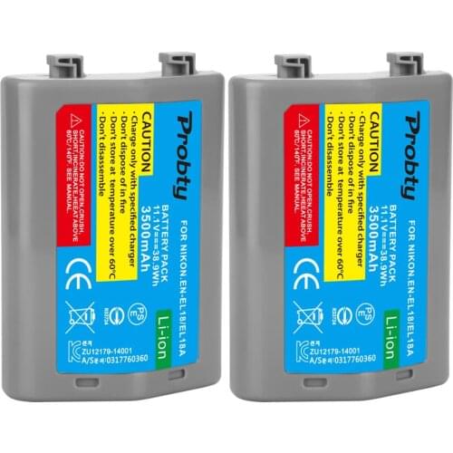 PROBRY 3500mAh EN-EL18 EN-EL18A batteries or smart fast dual chargers for Nikon EN EL18 ENEL18 D4, D4S, D5, MB-D12, D800, D800E