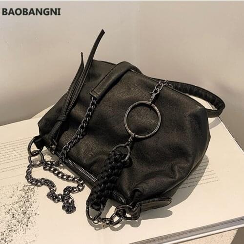 Vintage Fashion Female Tote Chain New High Quality PU Leather Womens Designer Handbag High capacity Shoulder Messenger Bag