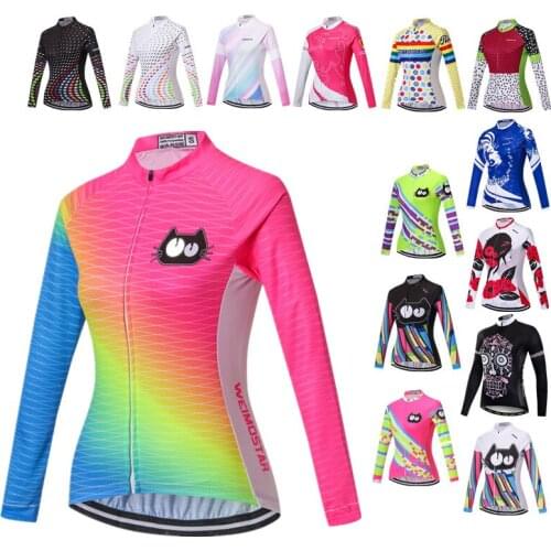 Weimostar Womens Cycling Jersey Long Sleeve Autumn Bicycle Cycling Clothing Tops Breathable MTB Bike Jacket Road Cycle Wear