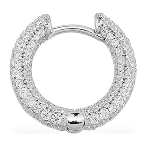 SOELLE Fashion Real 925 Sterling Silver Simple Exquisite White Hoop Earring Pave Full Zirocnia Stones Women Luxury Brand Jewelry