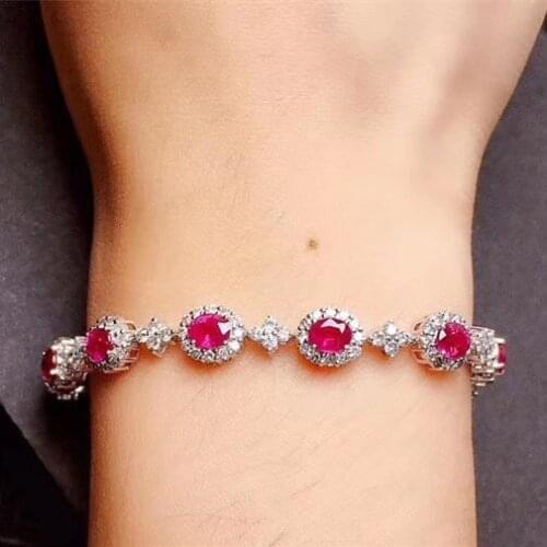 KJJEAXCMY Fine Jewelry 925 Sterling Silver inlaid gemstone ruby women hand bracelet elegant support detection hot selling