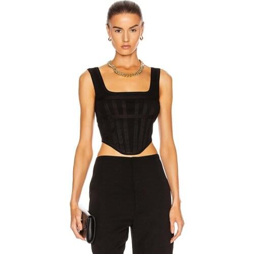 2021 New Black And Apricot Elegant Vest Top Women Top Rayon Bandage Tops For Women Summer Party Club Sexy Corset Tops