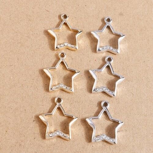 10pcs 20*23mm Alloy Hollow Crystal Star Charms for Making Drop Earrings Pendant Necklaces Keychain DIY Jewelry Finding Accessory