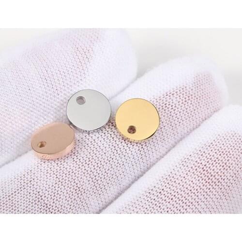 10pcs/Lot Real Stainless Steel Mirror Polish 8mm Round Small Charms Stamping Blanks Pendants for DIY Jewelry Making