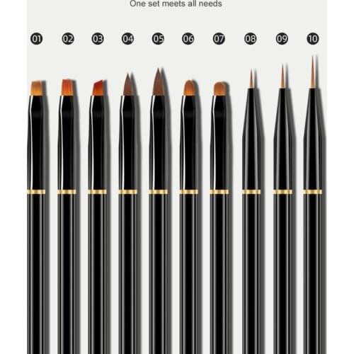 10 Pcs Professional Nail Art Pen Nail Brush Black Nail Pen Drawing Pen Crystal Pen Nail Carving Pen For Acrylic Gel Spider Gel