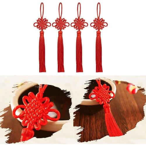 10pack Red Handmade Chinese Knots Fortune Tassels With Satin Silk For Wall Decor Home Room Decoration Accessories