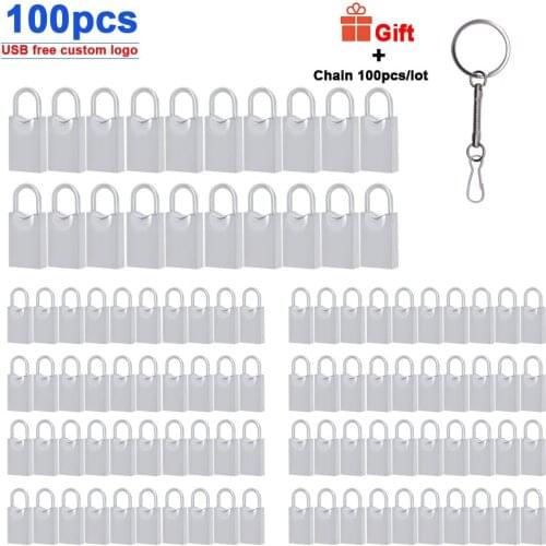 100pcs mini metal usb flash drive 64GB 4GB pen drive 32GB16gb 8gb metal pendrive USB2.0 memoria cel usb memory stick free logo