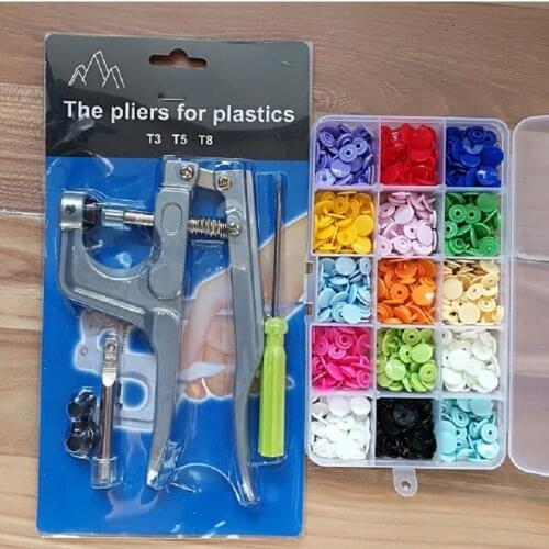 150 Sets 15 Colors Mixed KAM Brand T3 10.5mm Snap Buttons Snap Fastners Plier Button Press Tool Kit