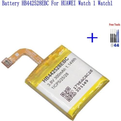 1x 300mAh HB442528EBC Replacement battery For HUAWEI Watch 1 Watch1 HB442528EBC Battery Batteries + Repair Tools kit