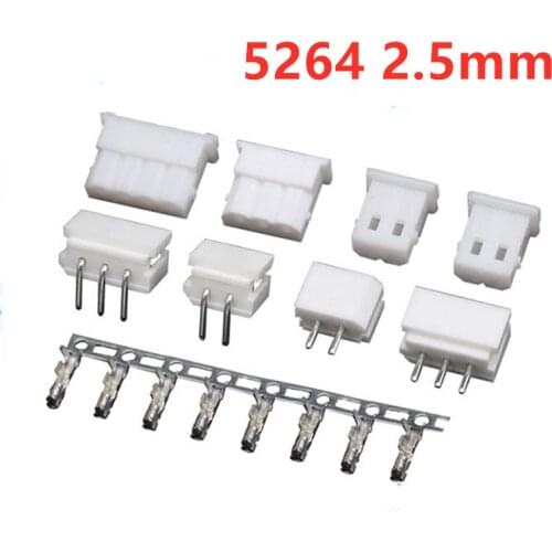 20Sets/Lot 5264 2.5mm Connector Right Angle / Straight needle Seat+Plug+Terminals 2P 3P 4P 5P 6P Connector Pitch 2.5