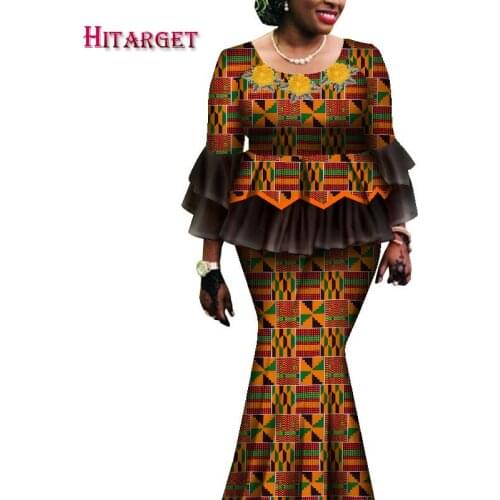 2021 African womens clothing Women dress Ankara dress Multi-color traditional clothing Top + Skirt 2 pieces wy8657